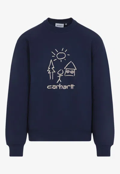 Carhartt Masterpiece Embroidered Crewneck Sweatshirt In Blue