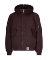 Carhartt Medium-weight Nylon Bomber Jacket With Detachable Fleece Flap In Brown
