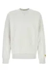 Carhartt Light Grey Cotton Blend Crew Neck Sweater In Ashheathergold
