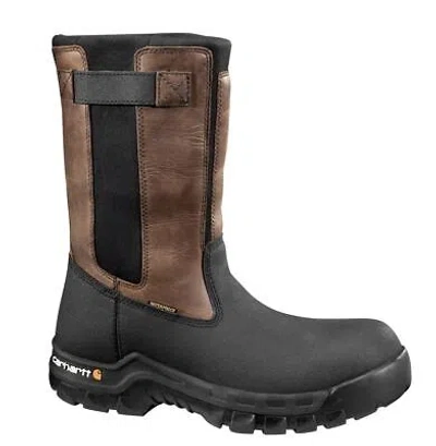Pre-owned Carhartt Men's 10" Rugged Flex® Wellington Composite Toe Waterproof Work Boots C In Brown