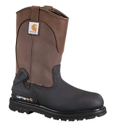 Pre-owned Carhartt Men's 11" Heritage Wellington Waterproof Steel Waterproof Pull-on Work In Brown