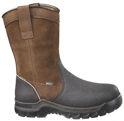 Pre-owned Carhartt Men's 11" Rugged Flex® Wellington Composite Toe Met Guard Waterproof In Brn/blk