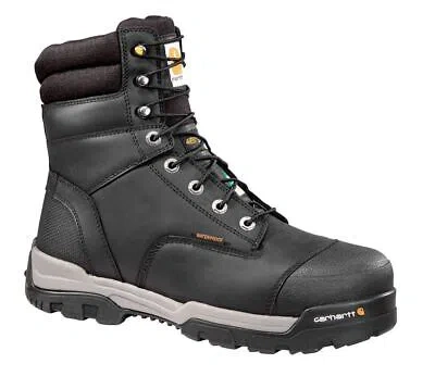 Pre-owned Carhartt Men's 8" Ground Force Csa Composite Toe Waterproof Insulated Work Boot In Black