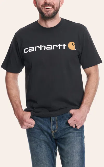 Carhartt Men's Black Heavyweight Loose Fit Logo Graphic Work T-shirt