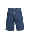 Carhartt Rear Logo-patch Denim Shorts In Blu