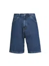 Carhartt Rear Logo-patch Denim Shorts In Blue