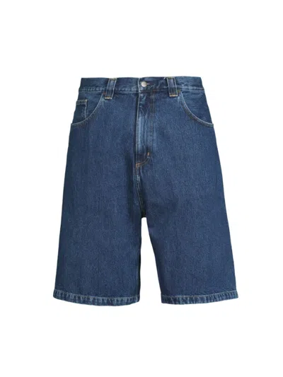 Carhartt Rear Logo-patch Denim Shorts In Blu