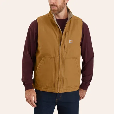 Carhartt Men's  Brown Sherpa Lined Vest In Multi