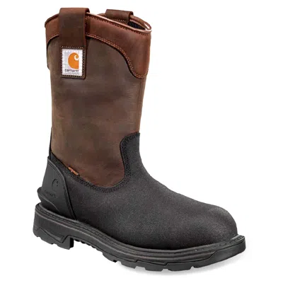 Pre-owned Carhartt Men's , Ironwood Wp 11in Alloy Toe Ins Wellington Boot Ft1509-m Brown Bl