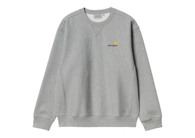 Pre-owned Carhartt Men's  Wip American Script Sweatshirt In Grey Heather In Gray