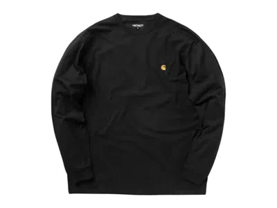 Pre-owned Carhartt Men's  Wip Chase Long Sleeve T-shirt In Black