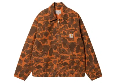 Pre-owned Carhartt Men's  Wip Duck Camo Detroit Jacket In Green/turmeric