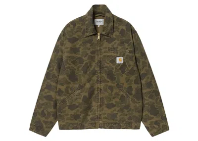 Pre-owned Carhartt Men's  Wip Duck Camo Detroit Jacket/office In Green/office Green