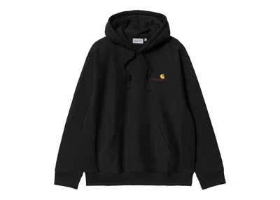 Pre-owned Carhartt Men's  Wip Hooded American Script Sweatshirt In Black