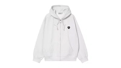 Pre-owned Carhartt Men's  Wip Hooded Heart Ii Hartt Sweat Jacket In Gray