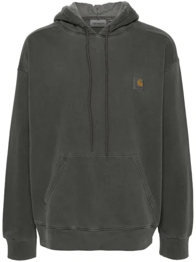 Pre-owned Carhartt Men's  Wip Logopatch Cotton Hoodie In Charcoal Grey