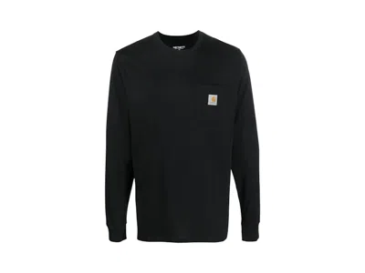 Pre-owned Carhartt Men's  Wip Long Sleeve Pocket T-shirt In Black
