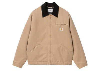 Pre-owned Carhartt Men's  Wip Og Detroit Aged Canvas Jacket In Peanut/black