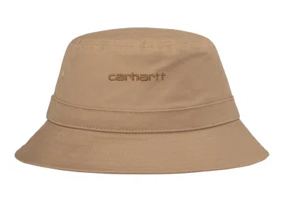 Pre-owned Carhartt Men's  Wip Script Bucket Hat In Nomad In Brown