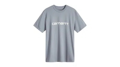 Pre-owned Carhartt Men's  Wip Script T-shirt In Dove Grey/wax