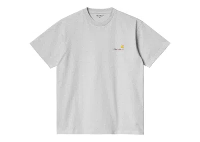Pre-owned Carhartt Men's  Wip Short Sleeve American Script T-shirt In Ash Heather