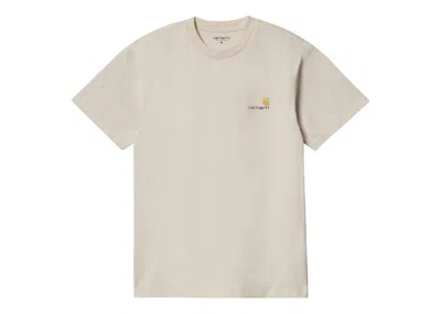 Pre-owned Carhartt Men's  Wip Short Sleeve American Script T-shirt In Natural In Brown