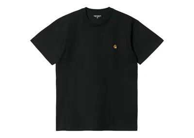 Pre-owned Carhartt Men's  Wip Short Sleeve Chase T-shirt In Black/gold