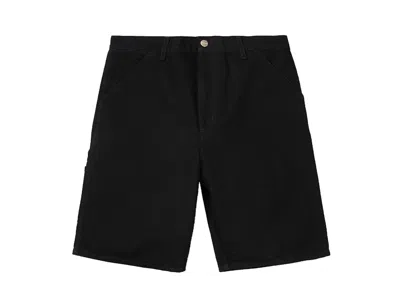 Pre-owned Carhartt Men's  Wip Single Knee Dearborn Canvas 12oz Relaxed Fit Shorts In Black (rinsed)