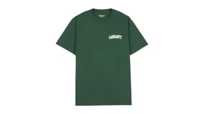 Pre-owned Carhartt Men's  Wip University Script Short Sleeve T-shirt In Green