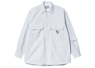 Pre-owned Carhartt Men's  Wip X Invincible Long Sleeve Stripes Shirt In Blue