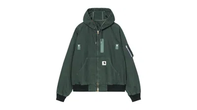Pre-owned Carhartt Men's  Wip X Sacai Washed Duck Hooded Blouson In Sacai Green