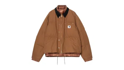 Pre-owned Carhartt Men's  Wip X Sacai Washed Duck Puffer Jacket In Sacai Dark Beige