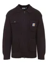 Carhartt Knit Jacket With Collared Design And Pockets In Brown