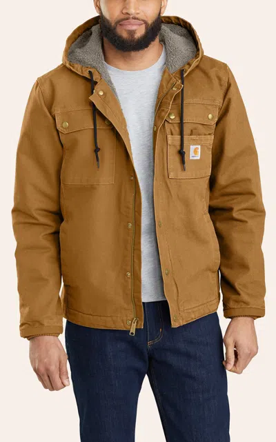 Carhartt Men's Duck Brown Rugged Flex Utility Work Jacket In Yellow