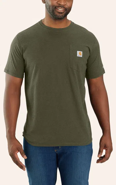 Carhartt Men's Force Basil Work Pocket T-shirt In Green
