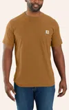Carhartt Men's Force Hickory Work Pocket T-shirt In Brown