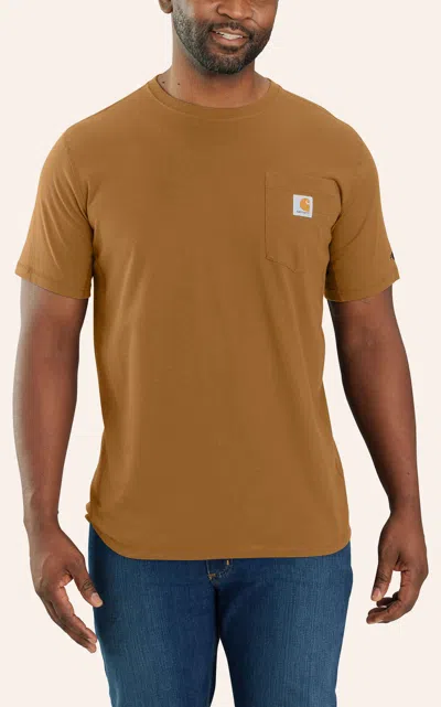 Carhartt Men's Force Hickory Work Pocket T-shirt In Brown