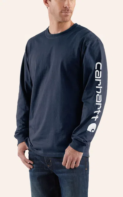 Carhartt Men's Force Navy Color Enhanced Work T-shirt In Blue
