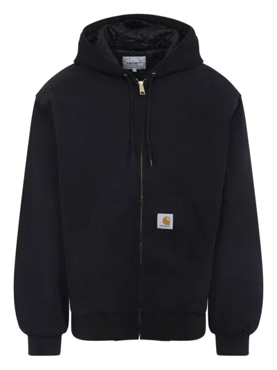 Carhartt Organic Cotton Hooded Blazer Kangaroo Pockets In Black