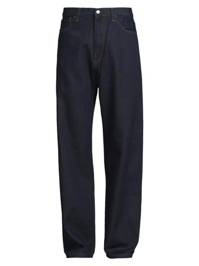 Carhartt Relaxed Fit Straight-leg Denim Pants With Contrast Stitching In Blue