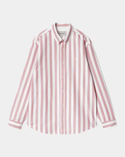 Carhartt Men's L/s Dillion Shirt In Samba/white In Pink