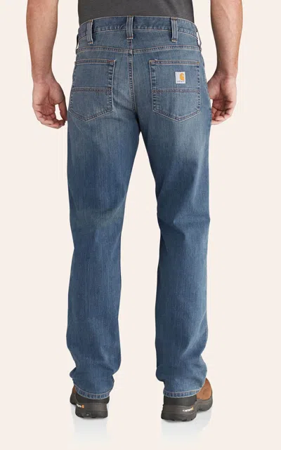 Carhartt Men's Medium Wash Rugged Flex Work Jeans In Blue