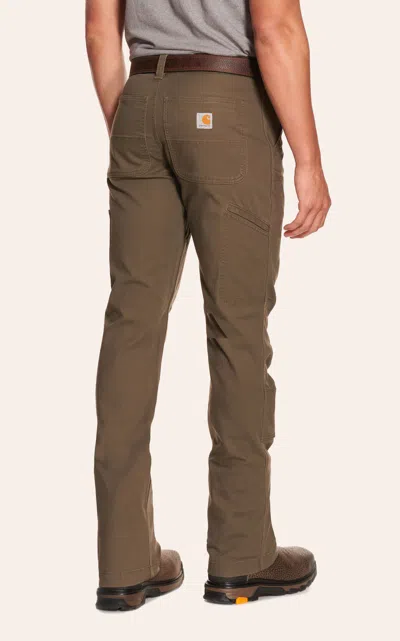 Carhartt Men's Mossy Taupe Relaxed Fit Straight Leg Rugged Flex Stretch Canvas Double-front Work Pants In Brown