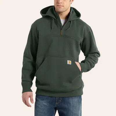 Carhartt Men's Rain Defender Forest Green Loose Fit Heavyweight Quarter Zip Hoodie