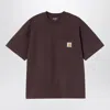 Carhartt Brown Round Neck Logo Patch T-shirt In Brown