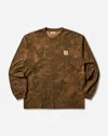 Carhartt Men S Camo Combi Longsleeve T-shirt Green / Hamilton Brown (garment Dyed) In Animal Print