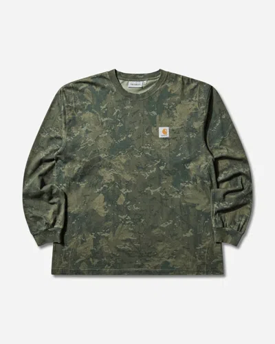 Carhartt Men S Camo Combi Longsleeve T-shirt Green / Olive (garment Dyed) In Multi