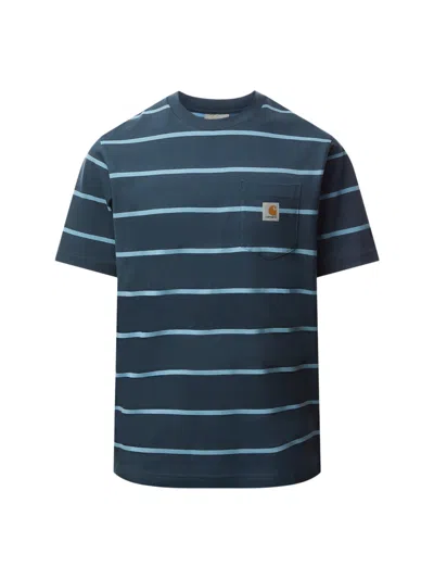 Carhartt Men's Stripe Aitken Pocket T-shirt In Blue