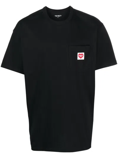 Carhartt Work In Progress Pocket Heart Organic Cotton T-shirt In Black