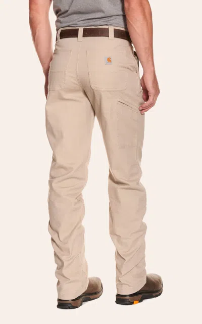 Carhartt Men's Tan Relaxed Fit Straight Leg Rugged Flex Stretch Canvas Work Pants In Brown